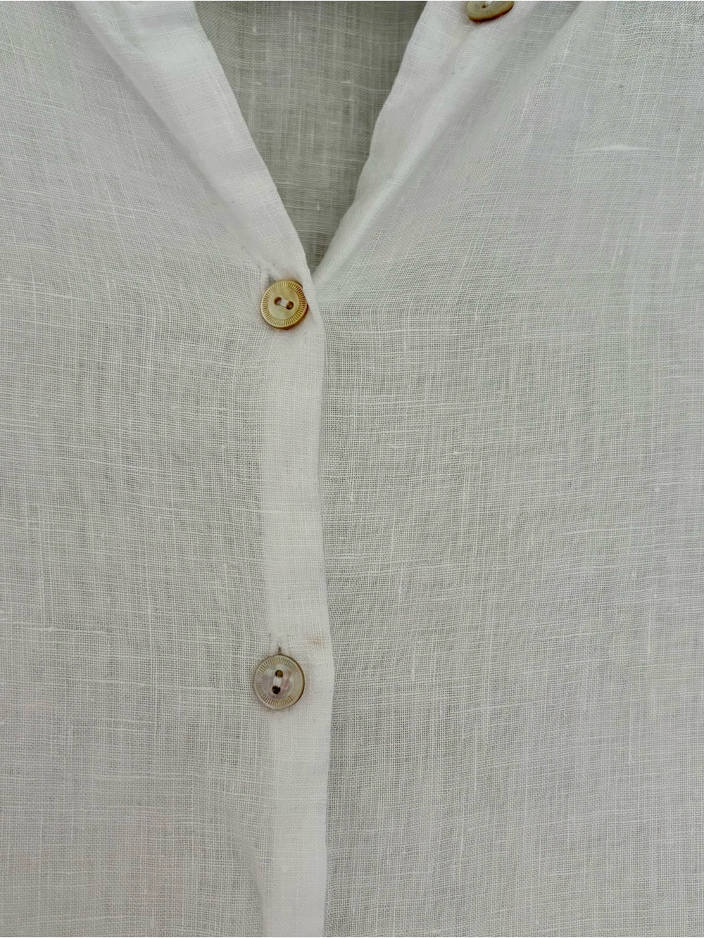 Eileen Fisher Irish Linen Tunic White Mother of Pearl Buttons Classy Elevated L - Picture 3 of 9